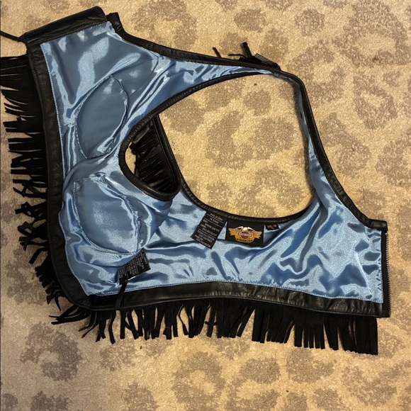 Vintage Womens Harley Davidson Genuine Leather Fringe Bra Top Size 8 - Picture 5 of 6